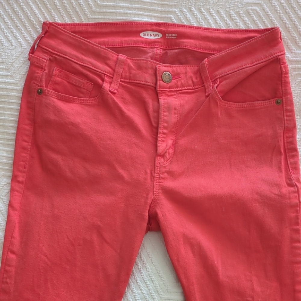 Old Navy Women's Bright Pink Jeans, Rockstar Super Skinny - Picture 8 of 11